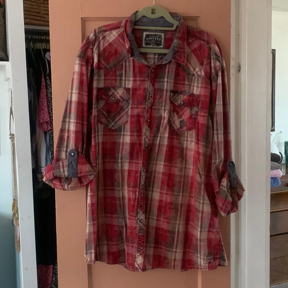pearl snap plaid shirt